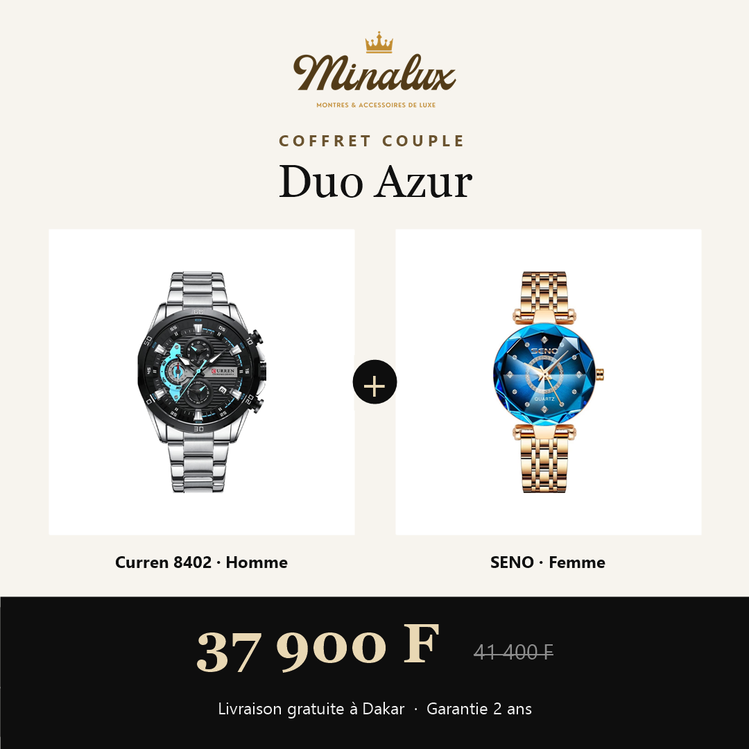 Coffret couple Duo Azur : Curren 8402 homme et SENO femme