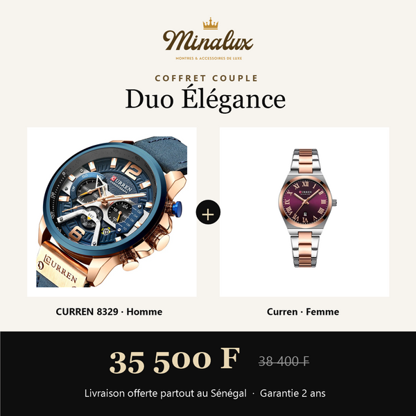 Coffret couple Duo Élégance : CURREN 8329 homme et Curren femme