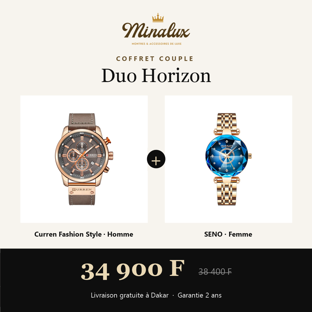 Coffret couple Duo Horizon : Curren Fashion Style homme et SENO femme