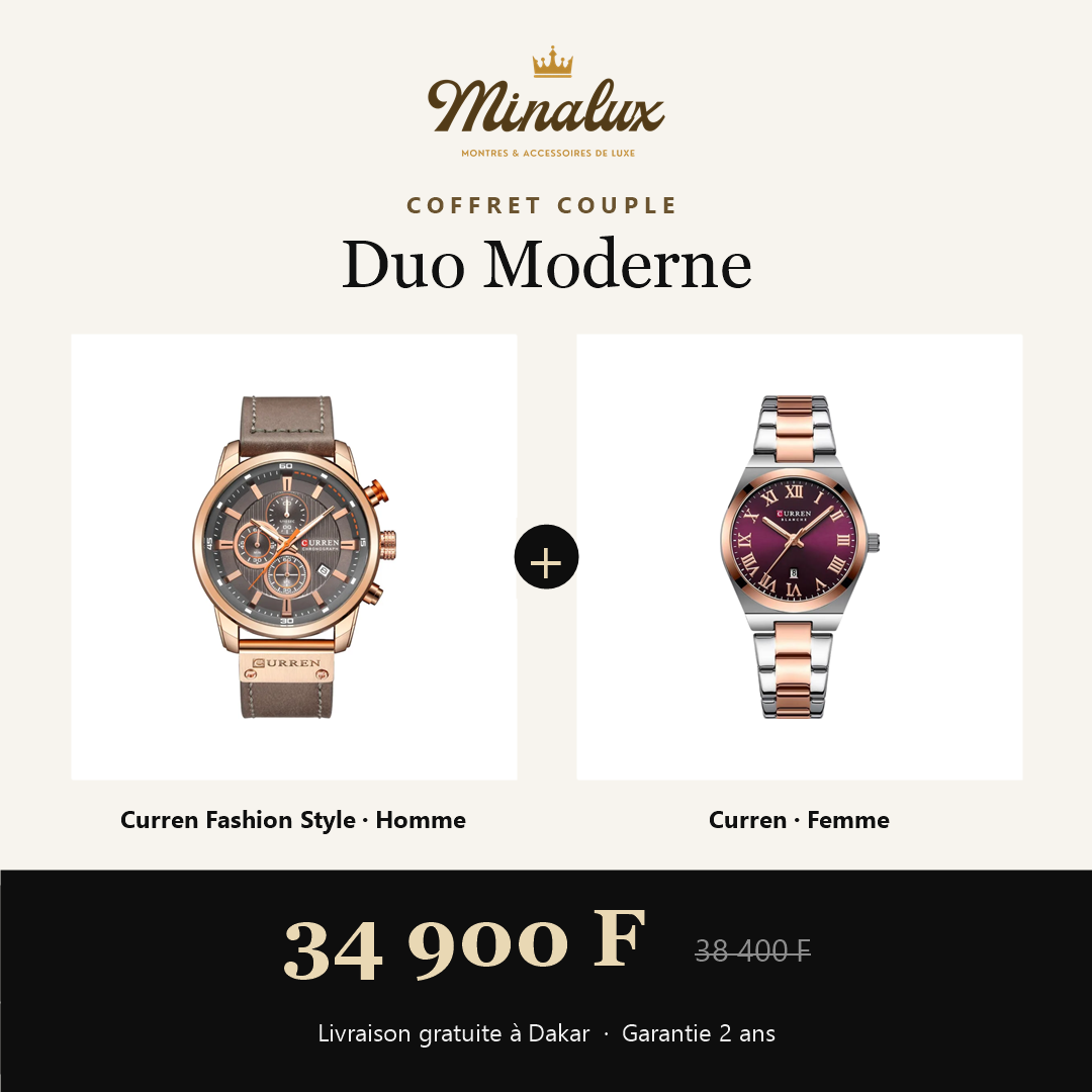 Coffret couple Duo Moderne : Curren Fashion Style homme et Curren femme