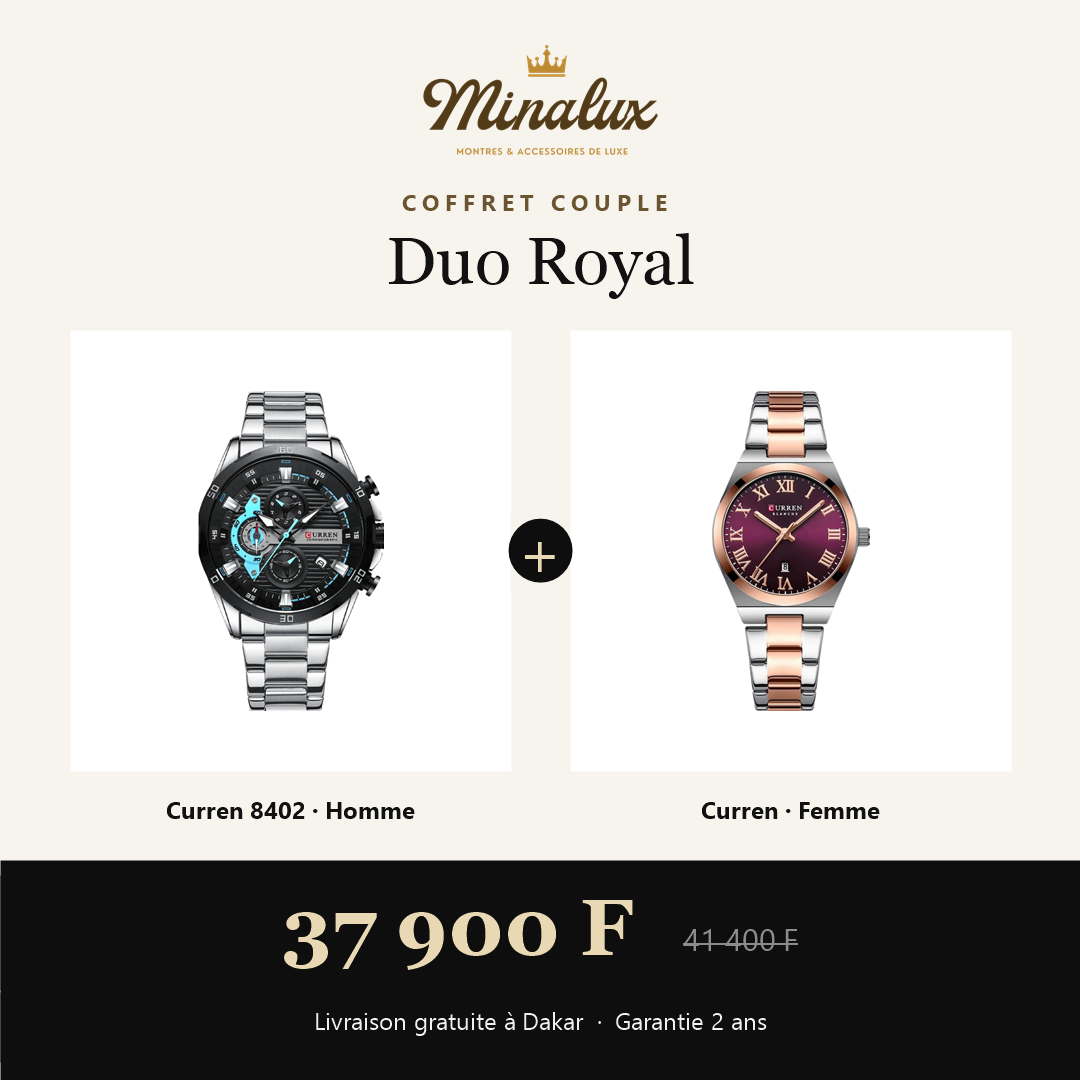 Coffret couple Duo Royal : Curren 8402 homme et Curren femme