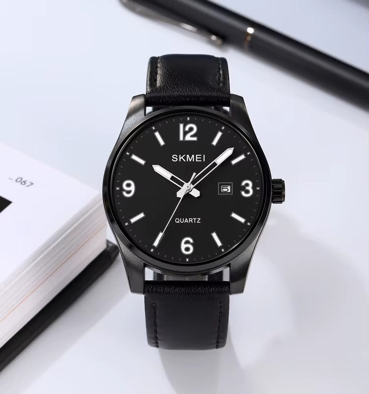 Montre à Quartz pour Homme en cuir (full black)