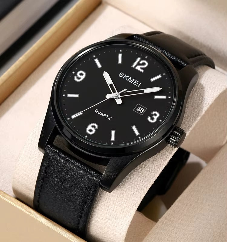 Montre à Quartz pour Homme en cuir (full black)
